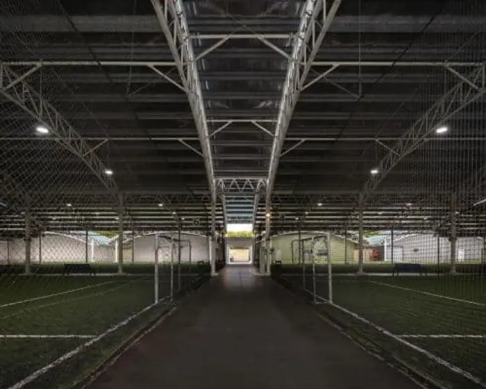 Row of sheltered pitches at Kick Off Kovan