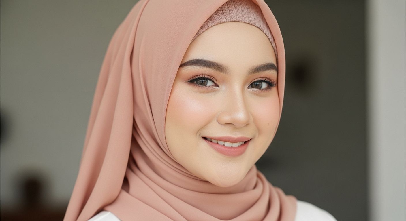 tudung style for round face