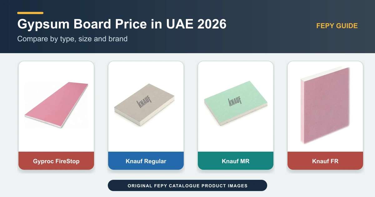 Gypsum Board Price in UAE 2026: by Type, Size & Brand