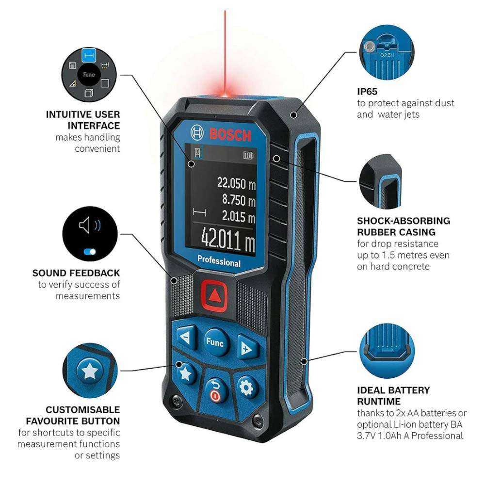 Bosch Professional 0601072S00 GLM 50-22 50MM Battery Operated Laser Measure 3