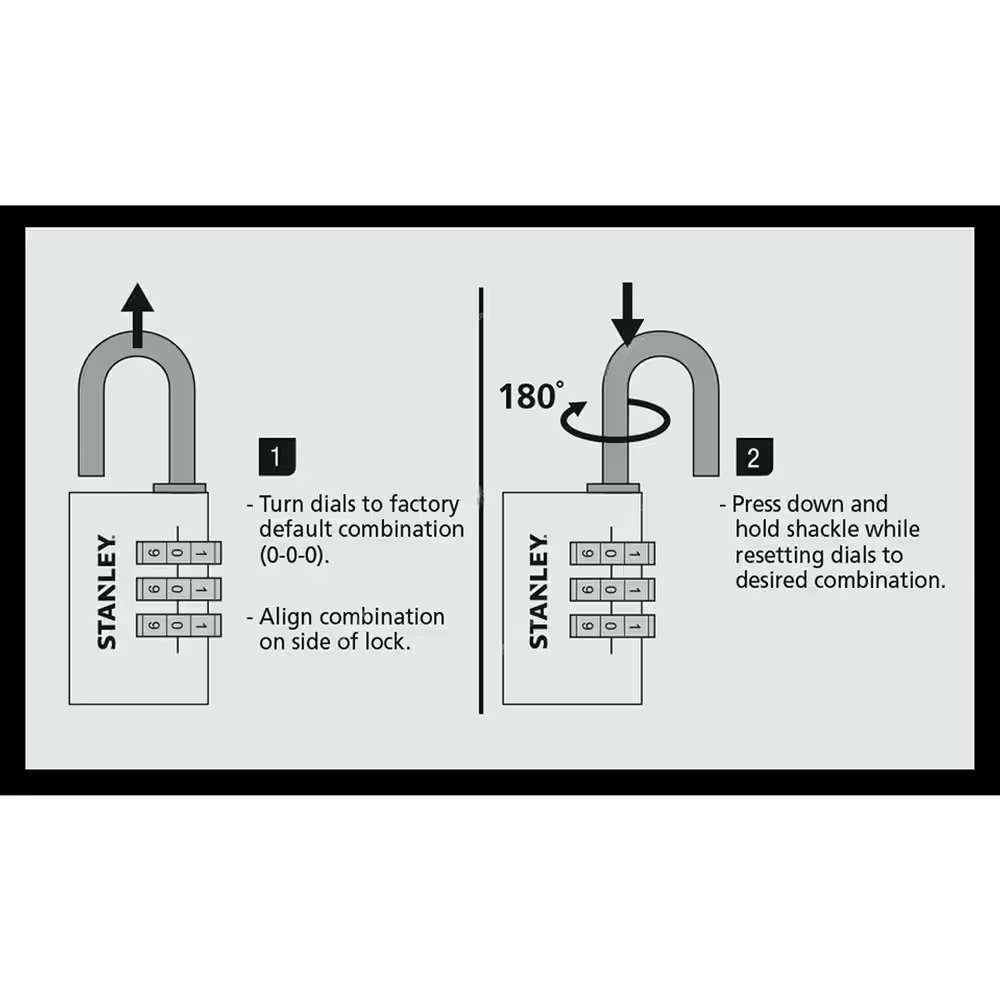 Stanley Padlock Brass 30mm 3-Digit Combination 2