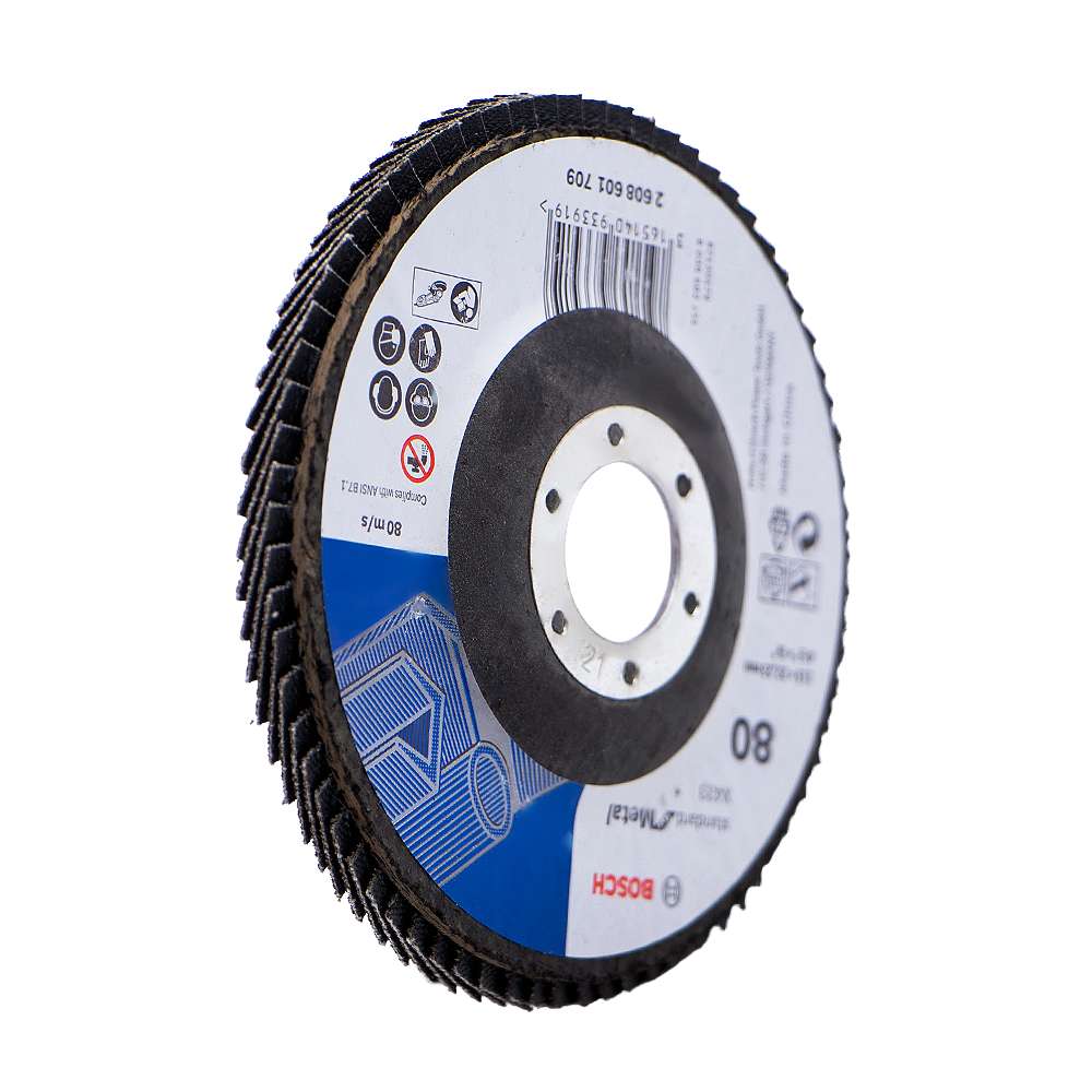 Bosch Flap Disc 80 Grit, Plate Made Glass Fibre & Suitable for Metalworking, 115mm ( 2608603347 ) 0