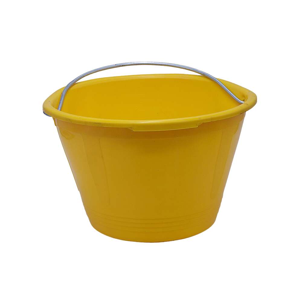 دلو بلاستيكي (PVC) شديد التحمل متعدد الاستخدامات باللون الأصفر سعة (14L) 0