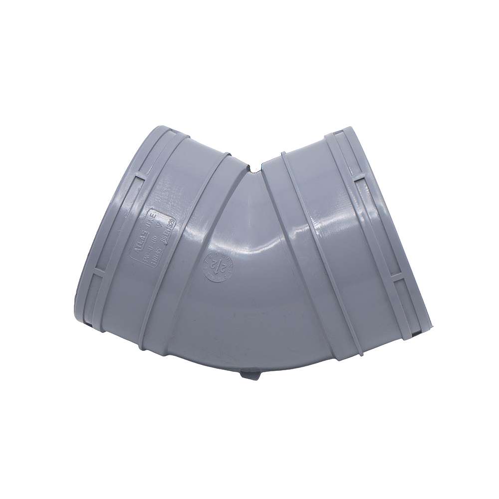 كوع بلاستيكي (UPVC) من أطلس (Atlas) بزاوية (45) درجة قياس (110mm) يعمل بدرجات حرارة عالية (140F) يباع بالقطعة 1