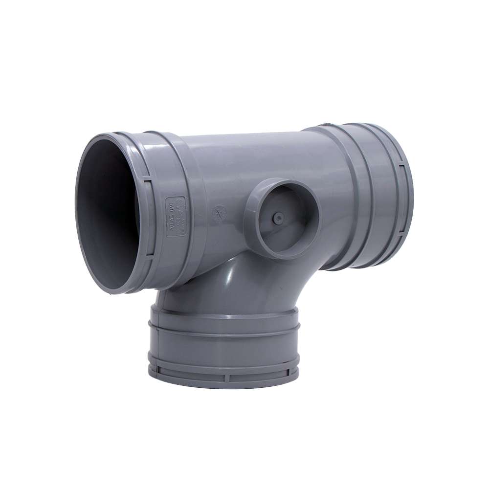 وصلة السباكة البلاستيكية (UPVC) على شكل (tee) بزاوية (90) قياس (110mm) لوصل خطين فرعيين و خط رئيسي تباع بالقطعة 2
