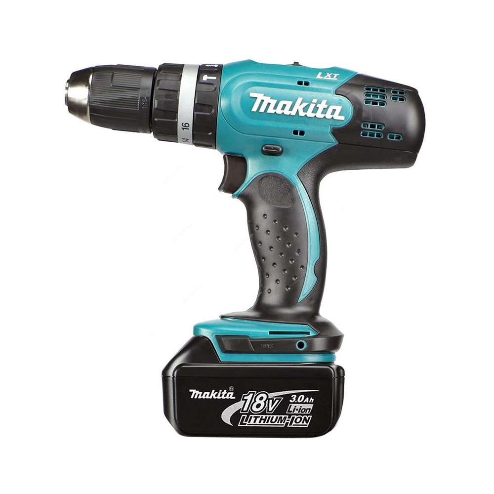 Makita Cordless Hammer Drill With 3Ah Battery and Charger DHP453RFE 13mm 18V 1
