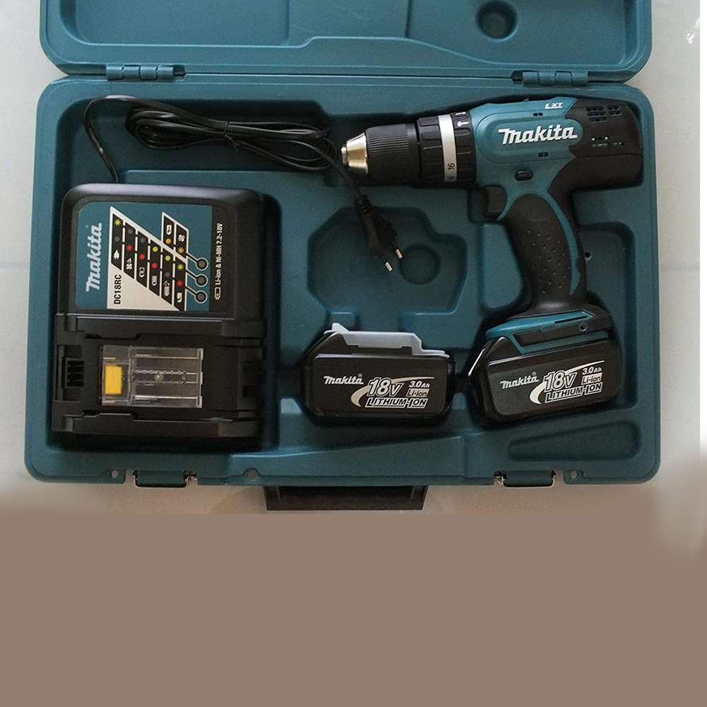 Makita Cordless Hammer Drill With 3Ah Battery and Charger DHP453RFE 13mm 18V 6