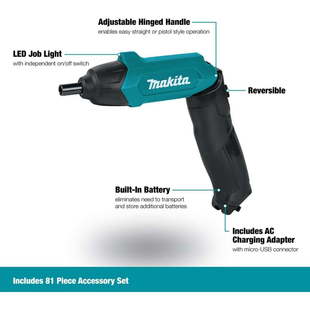 Makita DF001DW Li-ion 3.6V Cordless Screwdriver Kit 6