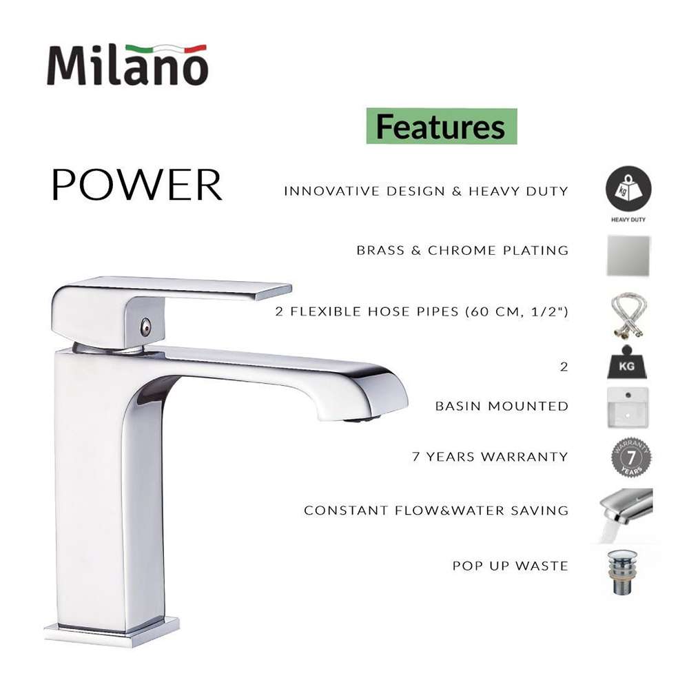 Milano Power 140100200486 Wash Basin Mixer 7