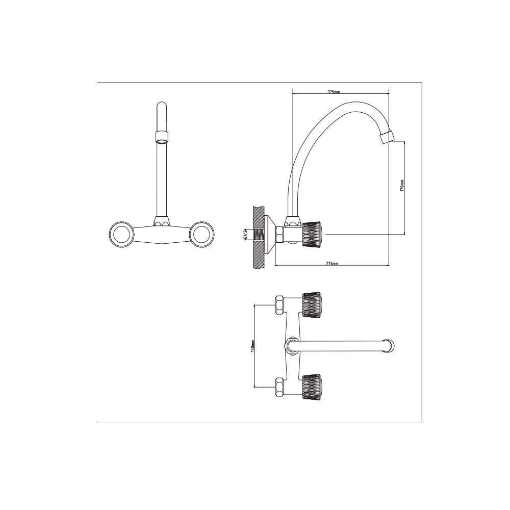 Milano Crown Plus 140100300211 Wall Mounted Sink Mixer 2