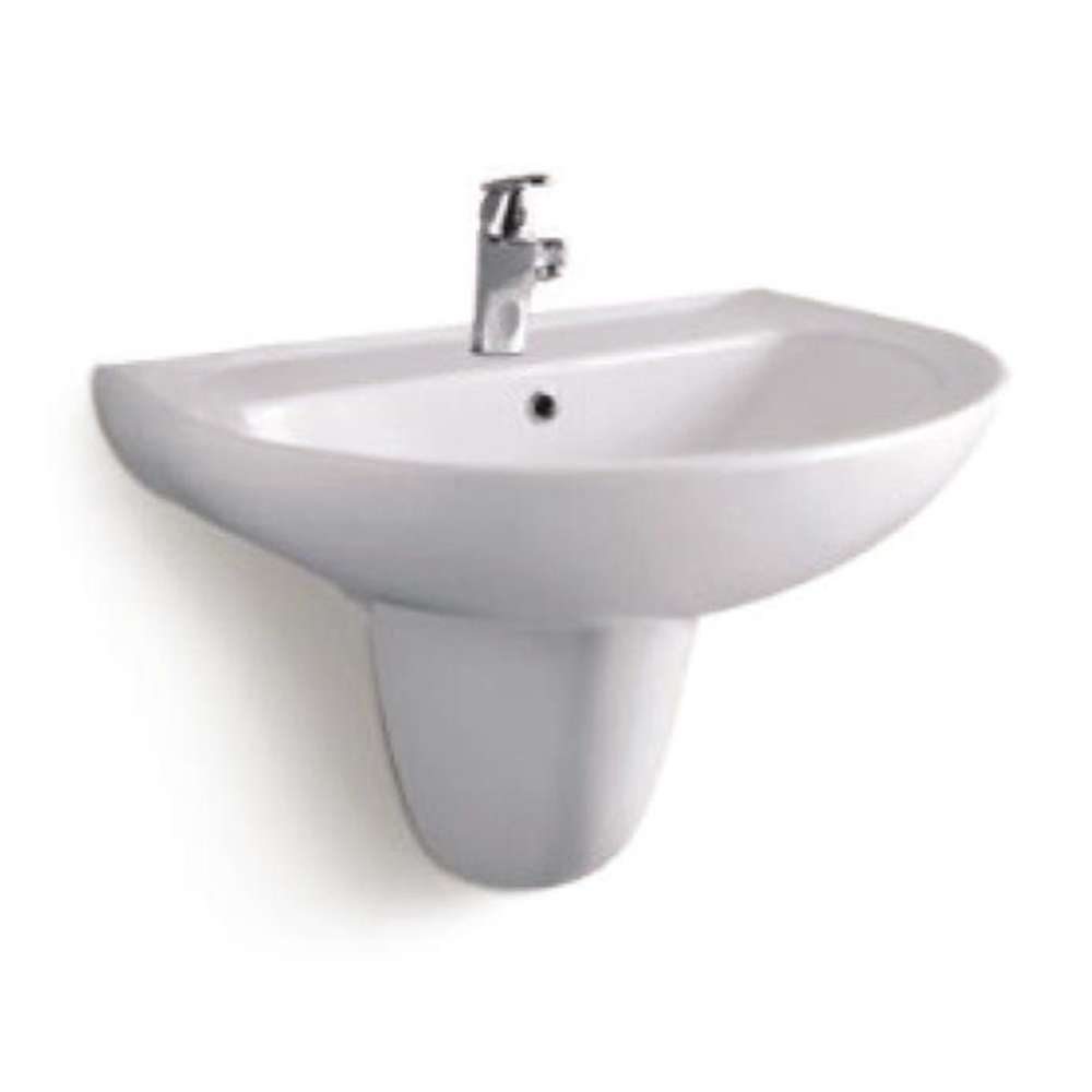 Milano EZ-3636 140500200288 Wall Hung Wash Basin with Chrome Push Plate - White 0