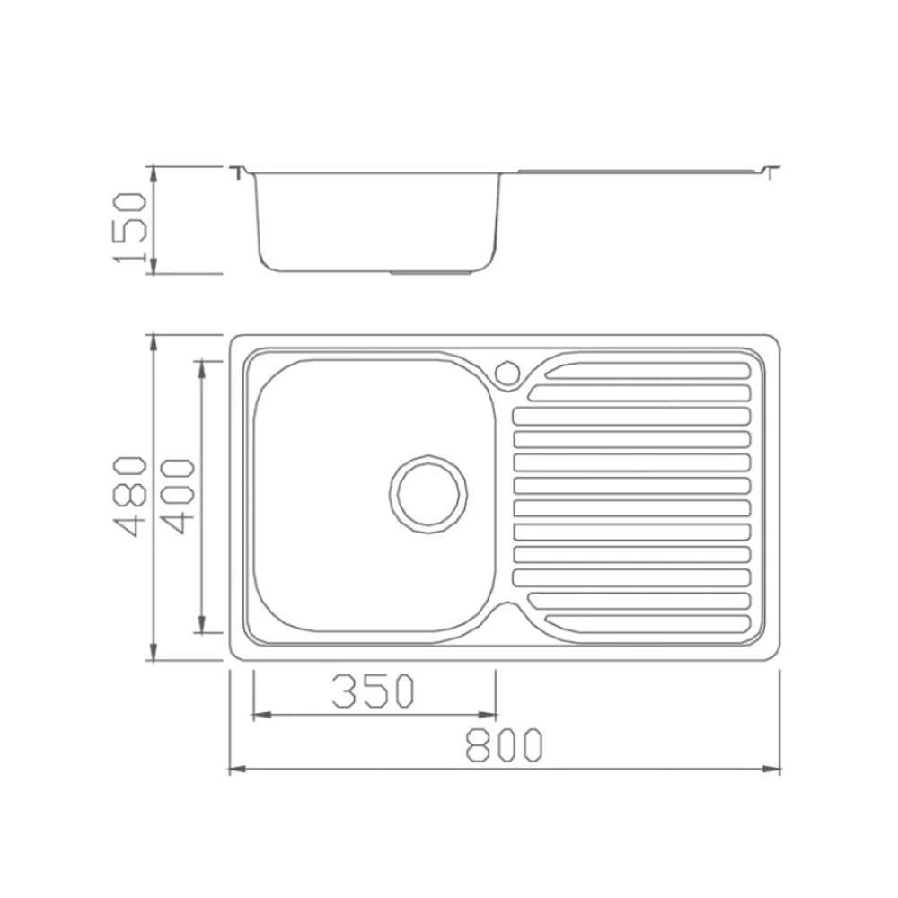 Milano BL-834B 140700100044 800 x 480 x 160mm Inset Kitchen Sink 1