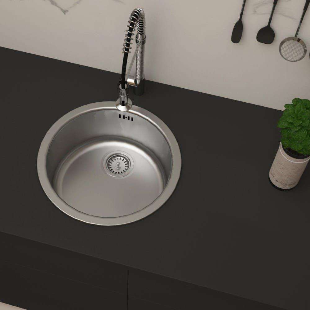 Milano GF-830A 140700100045 422 x 422 x 180mm SB/Round Stainless Steel Kitchen Sink 1