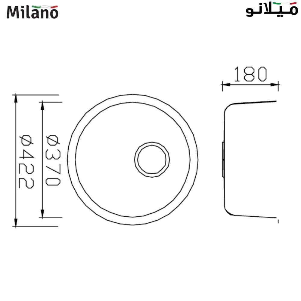 Milano GF-830A 140700100045 422 x 422 x 180mm SB/Round Stainless Steel Kitchen Sink 2