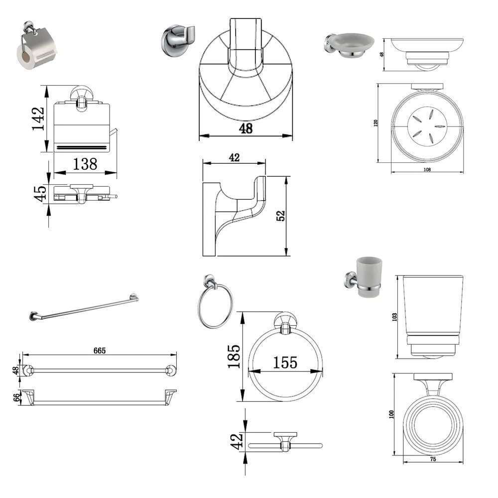 Milano Sally Bathroom Accs 6Pcs Set 1