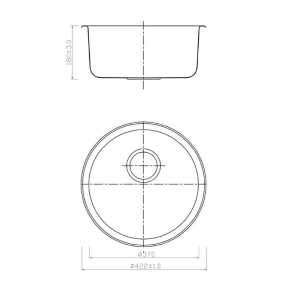 Milano Kitchen Sink GF-830A 422X422X180mm Sb/Round Stainless Steel 2