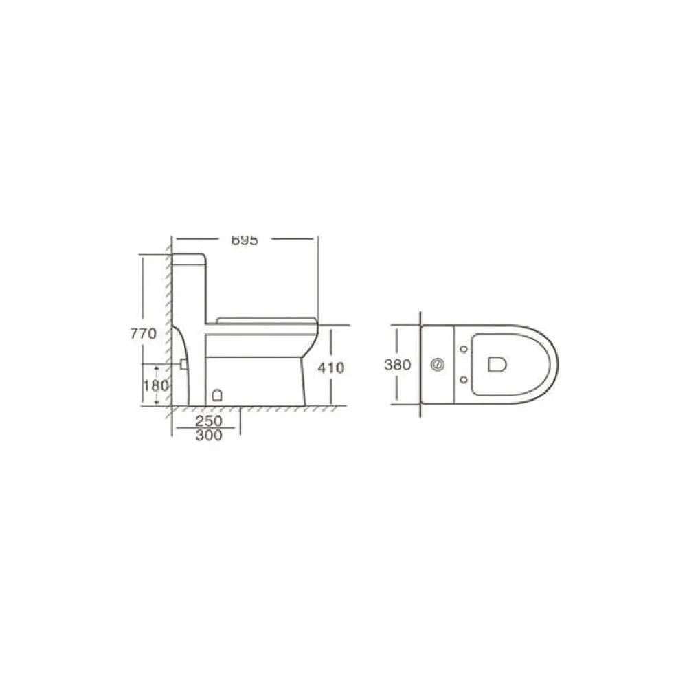 مرحاض ميلانو الأبيض موديل (184) قياس (250mm) 4