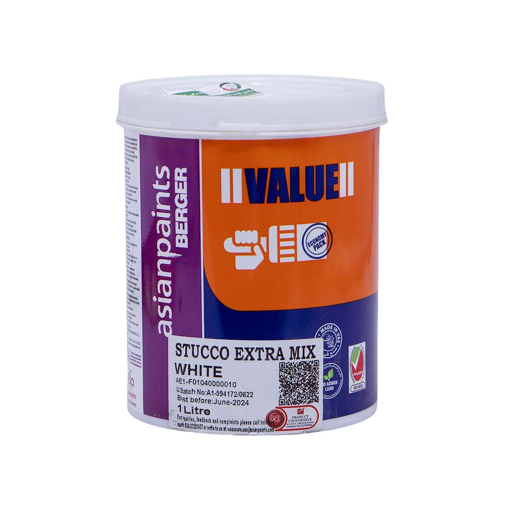 Asian Paints Berger 1L Stucco Extra Mix Co-polymer Based Filler - White 1