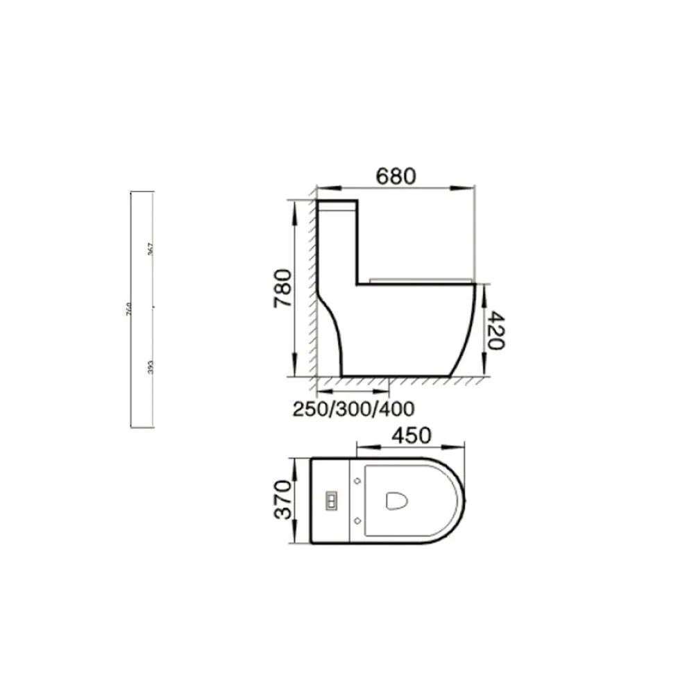 Milano WC 0832 White 250mm Water Closet S-trap 1