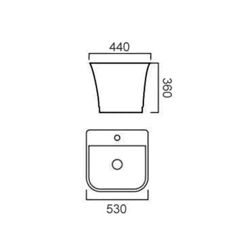 Milano Wall Hung Wash Basin 505x465x395mm - 629 1