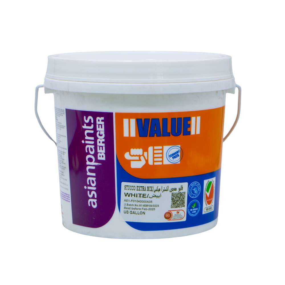 Asian Paints Berger Stucco Extra Mix Co-polymer Based Filler 3.6L - White 0