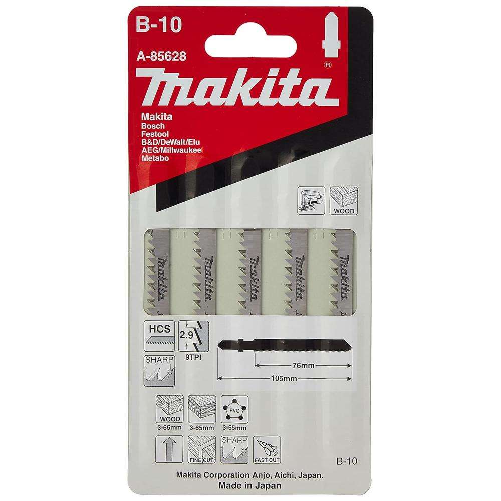 Makita B-10 Jig Saw Blade High-Carbon Steel for Wood & Plastic - 5 Pcs/Set 1