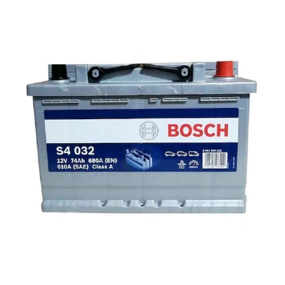 بطارية بدء التشغيل من (Bosch) استطاعة تدوير (680A) و بأمبير ساعي (74AH) قياس (12V) موديل (DIN S4- BSB0092S40320)  0