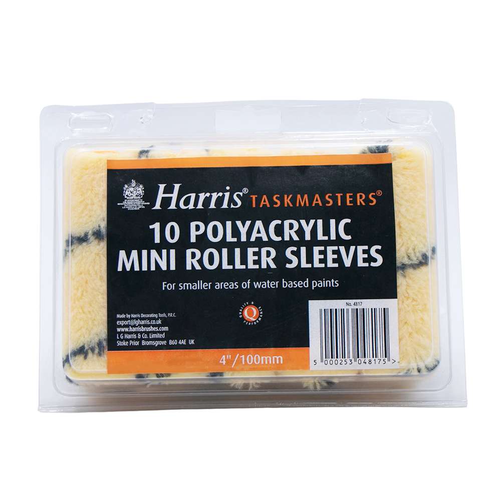 Harris Taskmaster Polyacrylic Mini Roller Sleeves, Water-Based Paint for Small Areas, 4 Inches - Pack of 10 7