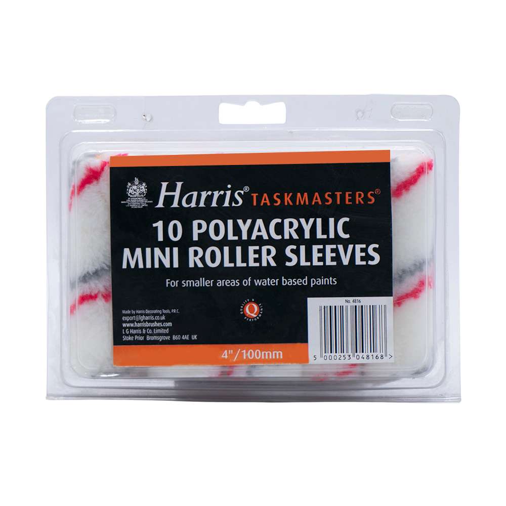 Harris Taskmaster Polyacrylic Mini Roller Sleeves, Water-Based Paint for Small Areas, 4 Inches - Pack of 10 8