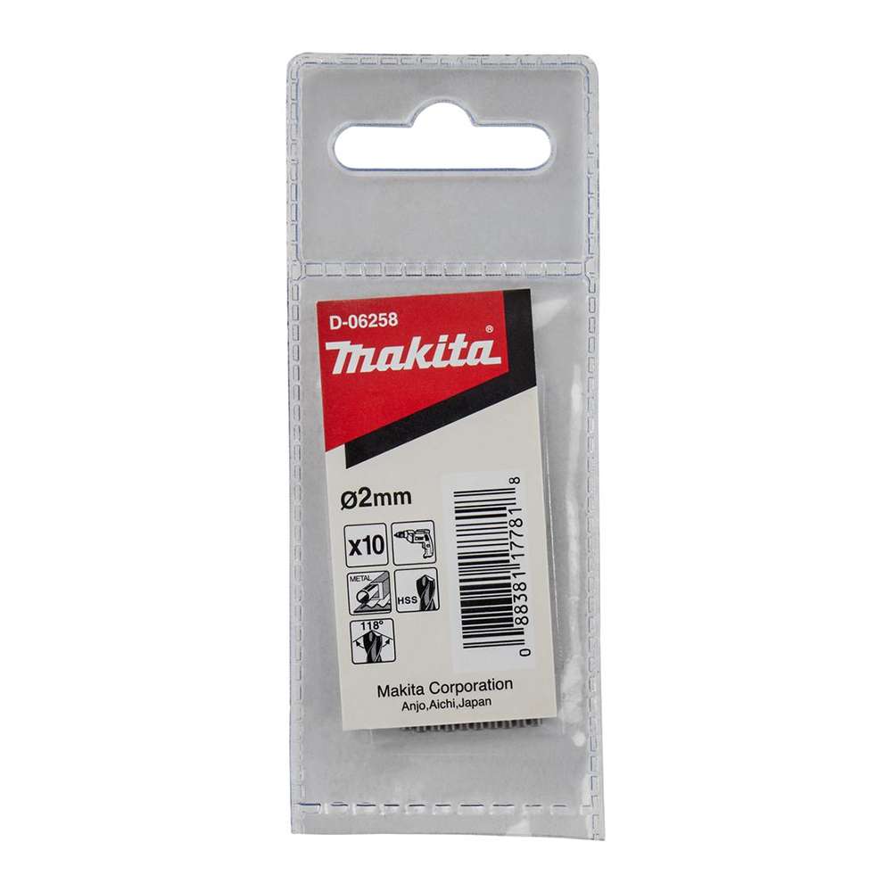 Makita D-06258 HSS Metal Drill Bit 2.0 x 49mm - 10 Pcs/Set 1