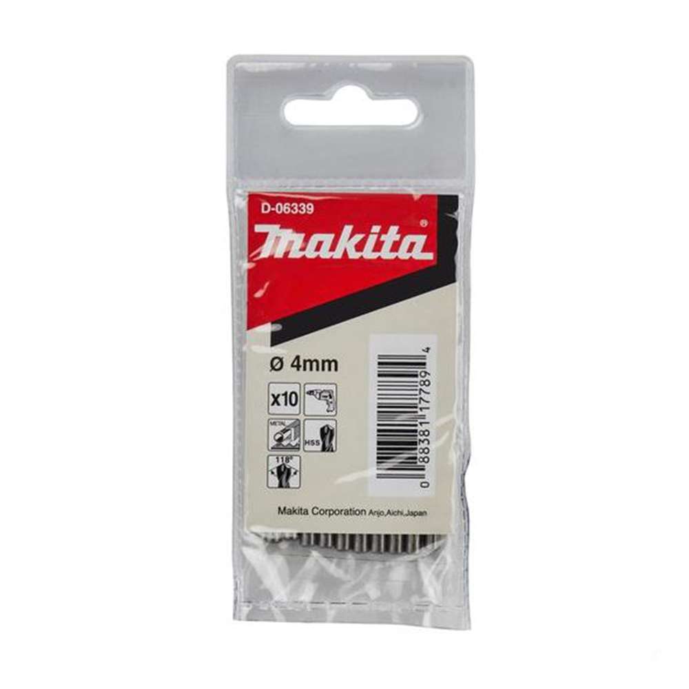 Makita D-06339 Metal Drill Bit HSS-G 4.0 x 75mm - Pack of 10 1