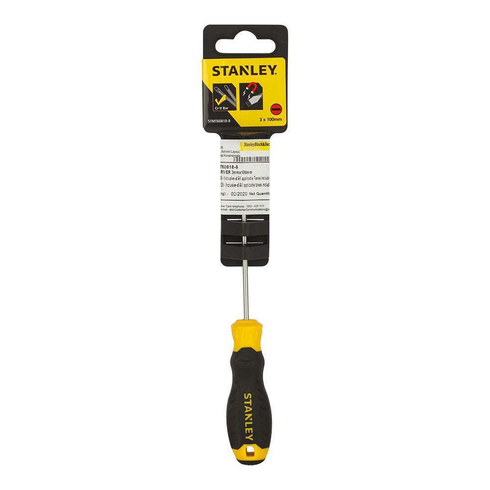 Stanley STMT60817-8 3mm x 75mm Black & Yellow Screwdriver 0