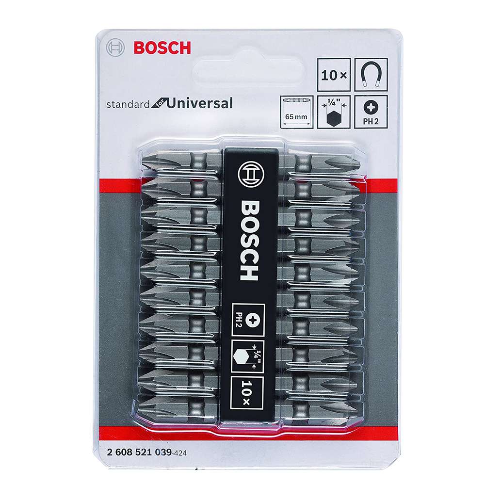 مجموعة الرؤوس مزدوجة الطرف ( 2608521039 )  من ( Bosch ) قياس (  65mm ) ( PH2 / PH2 ) ( عبوة من 10 قطع ) 0