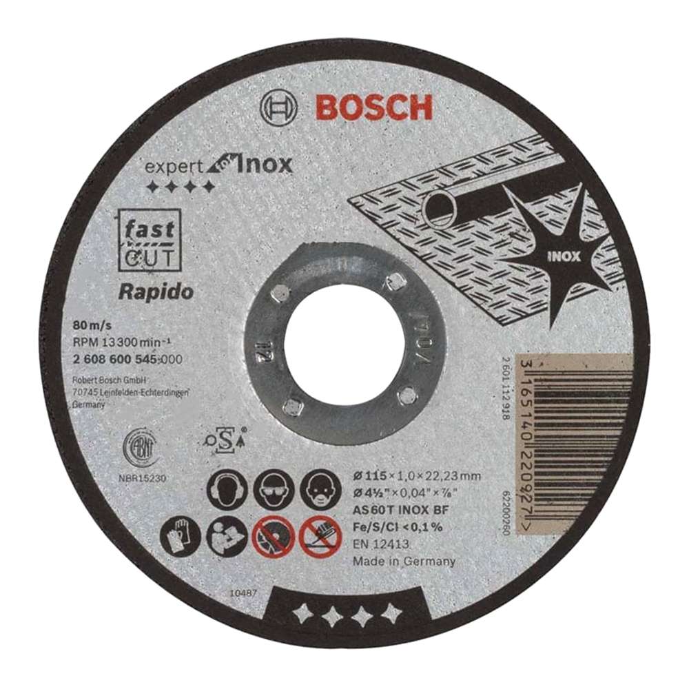 Bosch 2608600545 Inox Straight Cutting disc, 115 x 22.23 x 1mm  0