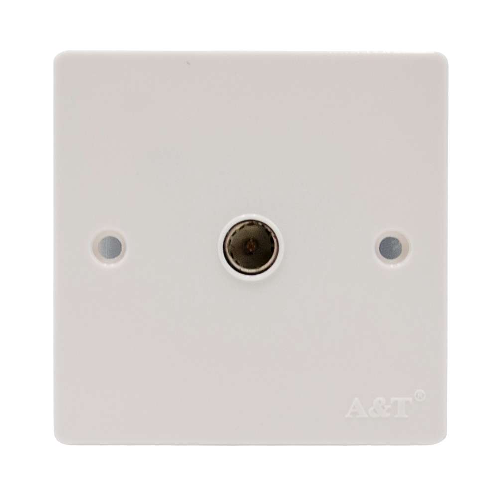 A&T 1 Gang TV/FM  Coaxial Socket White 0