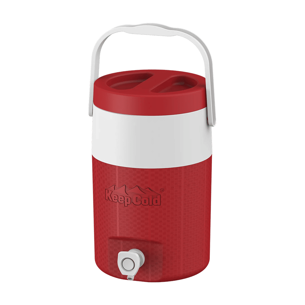 Cosmoplast,1  Gallon Keep Cold Water Cooler Maintains Beverage Temperature Up to 7 Hours, Red