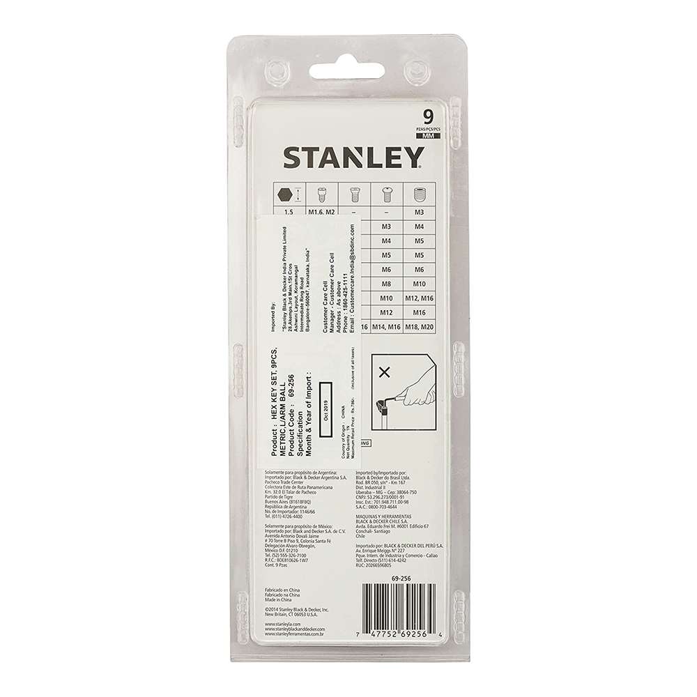 Stanley 0-69-256 Folding Hex Key Set - 9 Pcs/Set 8