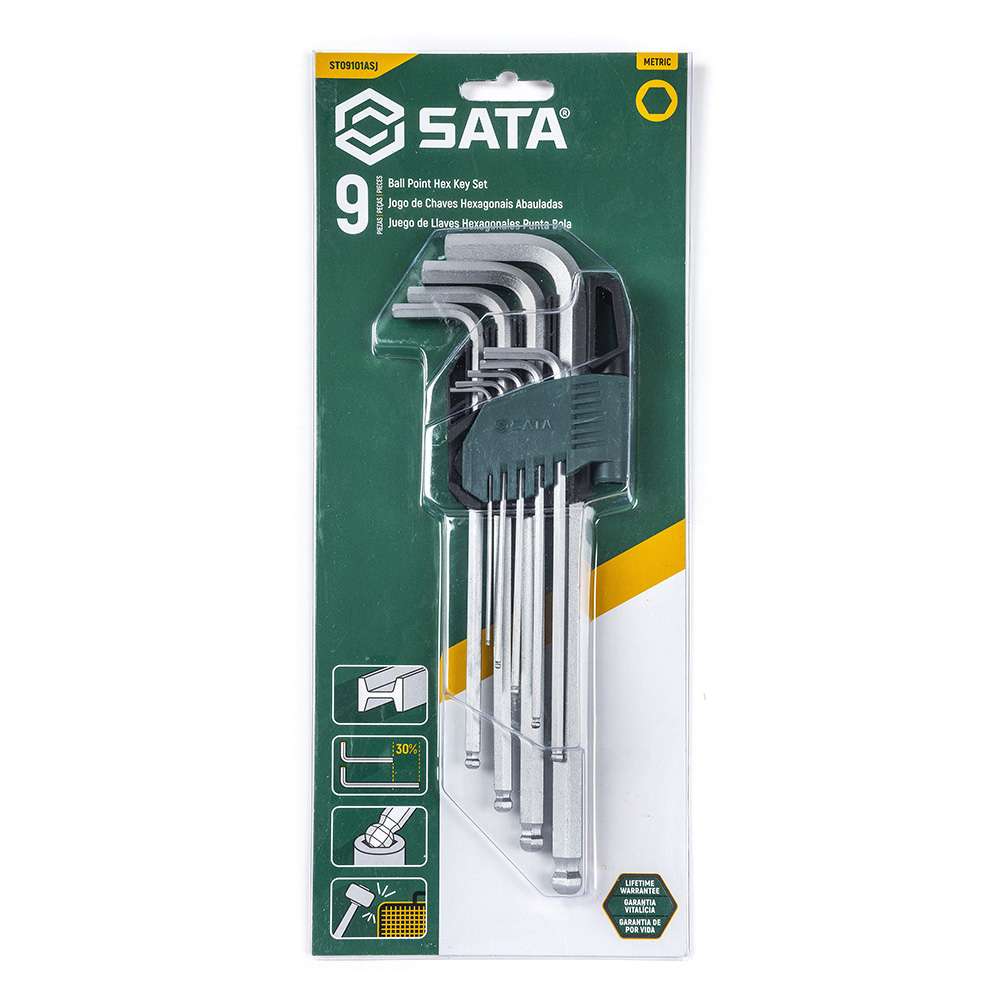 SATA ST09101ASJ 9-Piece Metric Extra Long Ball Point Hex Key Set 3