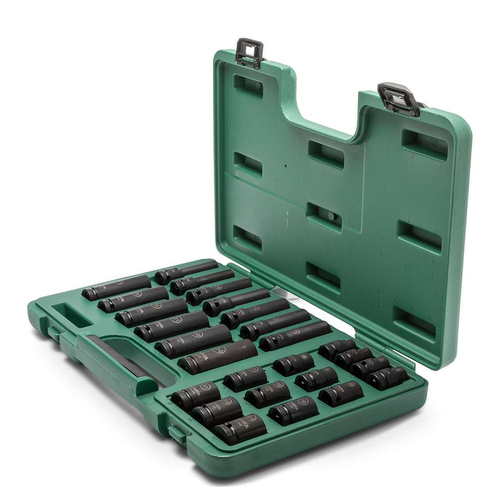 SATA ST34399T 26-Piece 1/2" Drive 6 Point Metric Standard & Deep Thin Wall Impact Socket Set