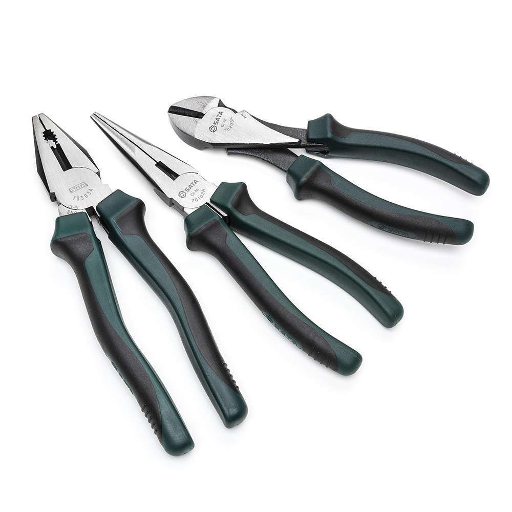 SATA Universal (8") Long-Nose (8") Diagonal (7") Pliers Set -3Pcs 0