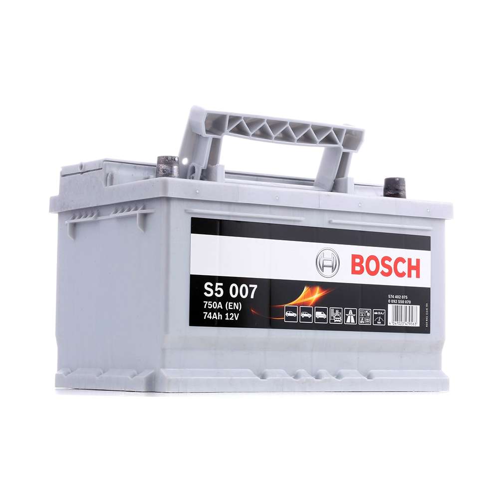 بطارية بدء التشغيل من (Bosch) استطاعة تدوير (750A) و بأمبير ساعي (74AH) قياس (12V) موديل (DIN S5- BSB0092S50720)  0