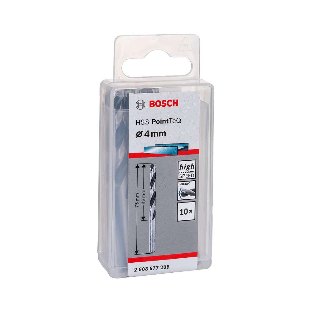 Bosch ( 2608577208) 4mm HSS Twist Drill Bit PointTeq - Pack of 10 1