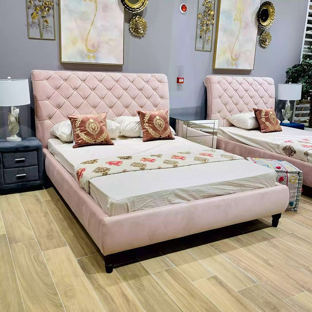 RoChester Queen Bed - Blush Pink 2
