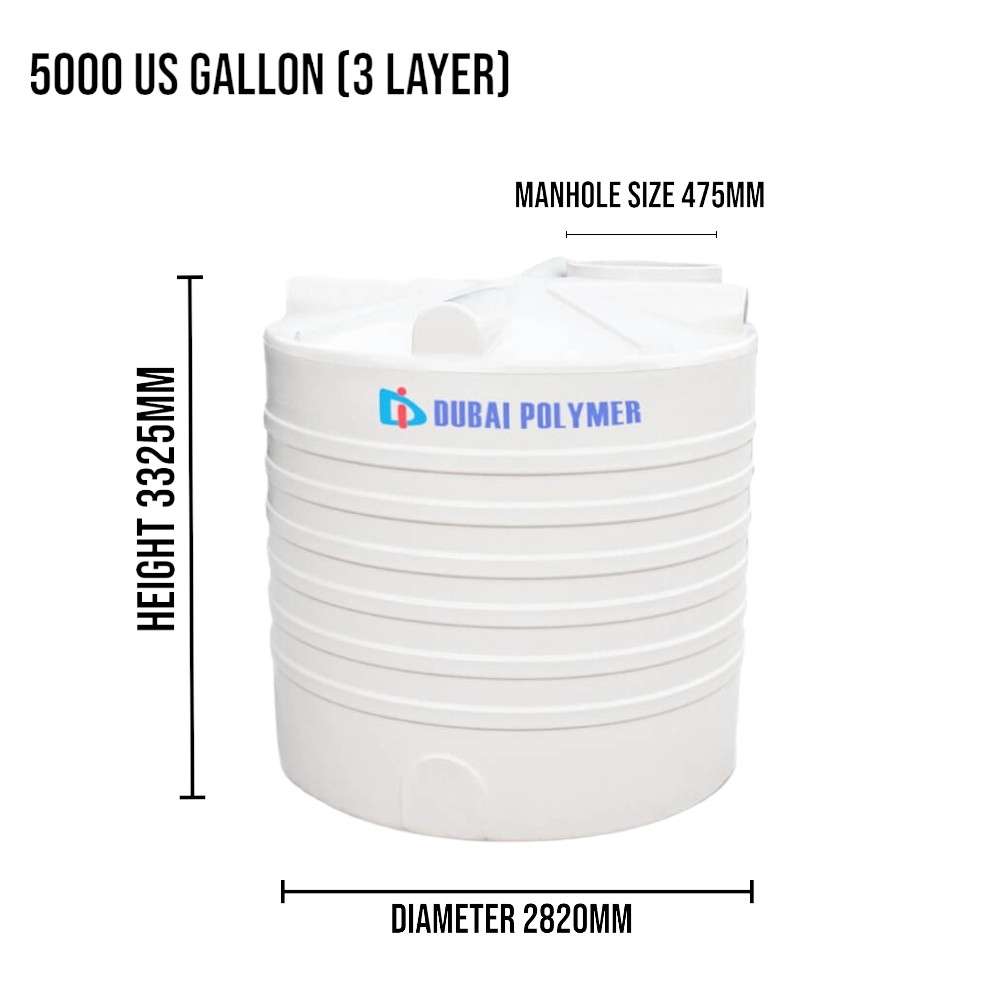 Dubai Polymer 5000 Gallon 3 Layer Vertical Water Tank 1