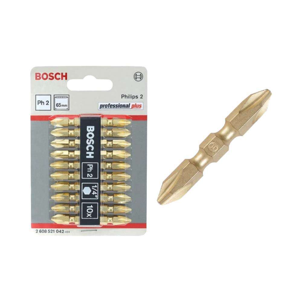 Bosch 2608521042 65mm Extra Hard Double-Ended Bit Set - 10 Pcs - Gold 1