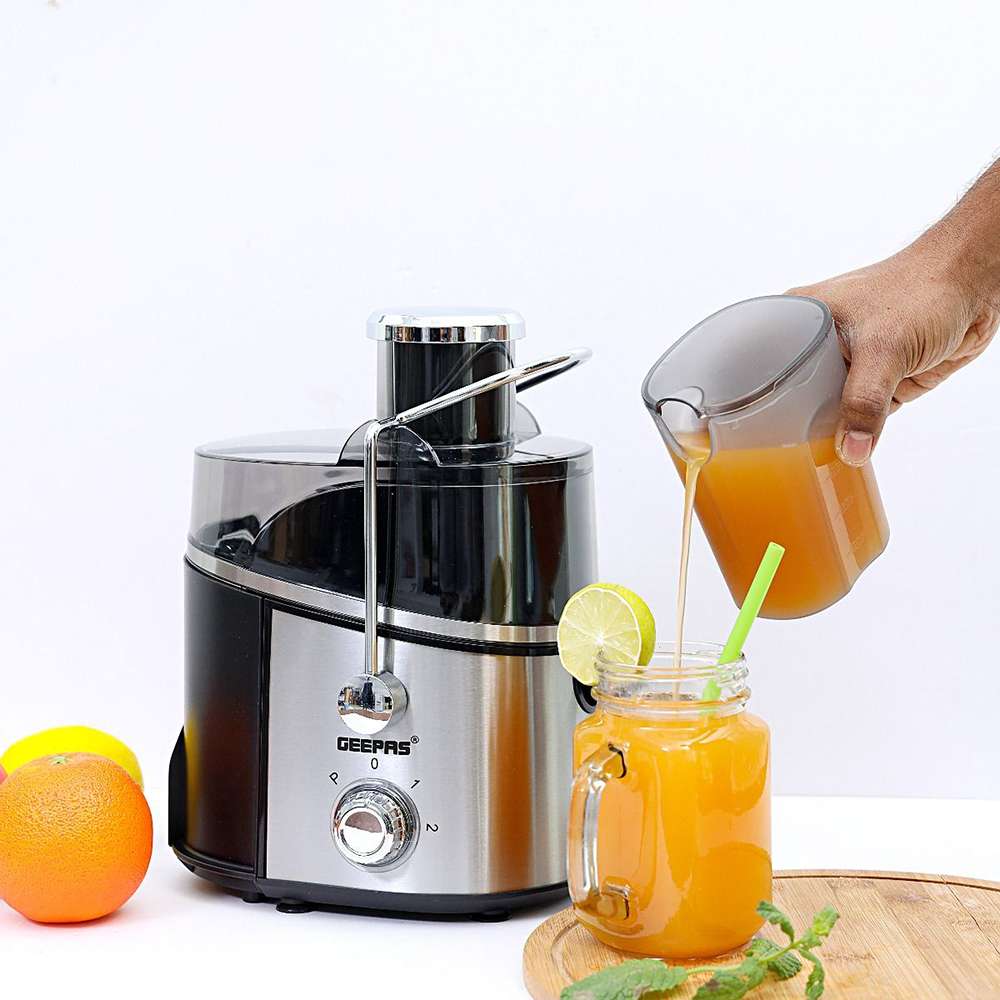 Geepas GJE6106 Juice Extractor 600W - Juicer Machine With Wide Mouth For Whole Fruits Vegetables | 2 Speed With Pulse Stainless Steel Body | 600ML 7