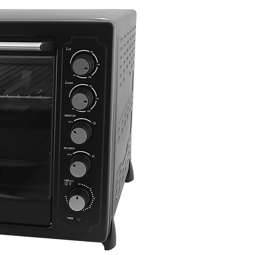 Geepas 100L Electric Oven - 2800W Electric Oven With Rotisserie And Convection Functions | Grill Function 60 Minute Timer & Inside Lamp | 5 Control Knobs | 5