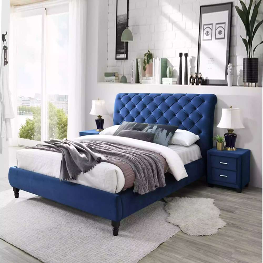 RoChester Queen Bed - Navy Blue 0