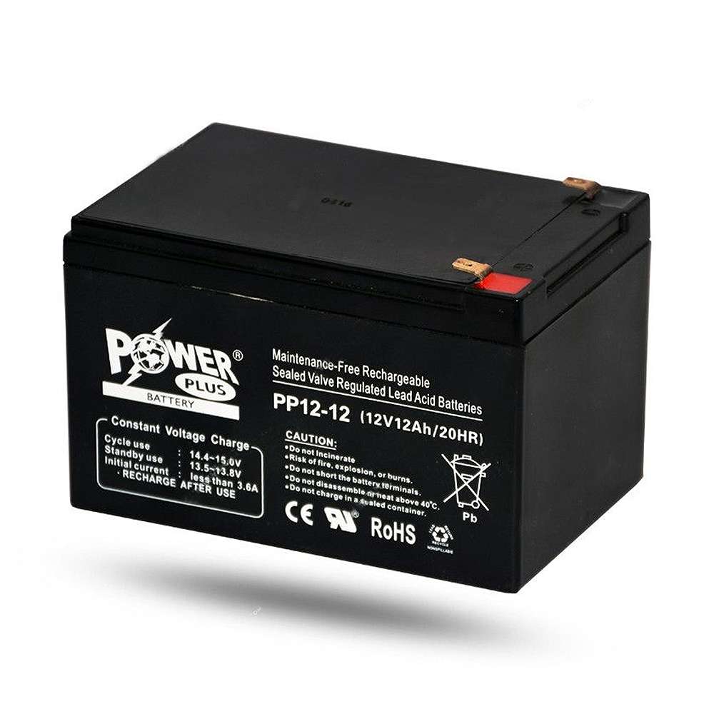 بطارية حمض الرصاص (Powerplus) موديل (PP12-12) بنظام (12V) و بأمبير ساعي (12Ah/20Hr) تباع (Pack of 20) 0