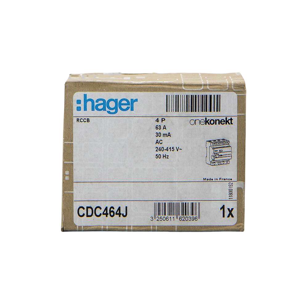 Hager 63A 4Pole 100Ma RCCB Earth Leakage Circuit Breaker (ELCB) 4